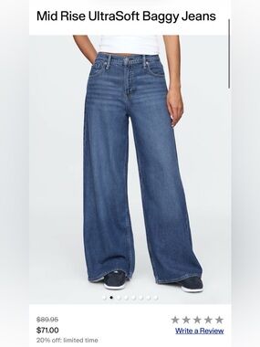 Gap baggy mid rise jeans size 26